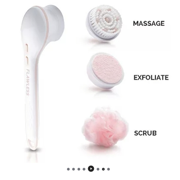 Flawless Cleanse Spa, Electric Body Brush w/ 3 Multi-Purpose Cleansing Heads NEW - Picture 5 of 8